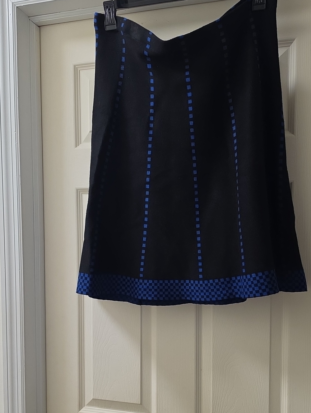 NY Collection Black A-Line Skirt with Blue Accents